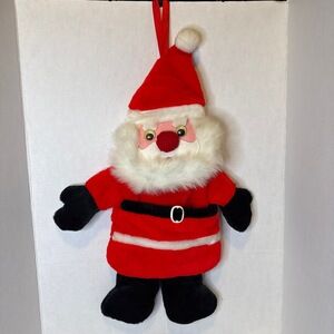 Vintage 80's Plush‎ 3D Santa Christmas Stocking R.O.C